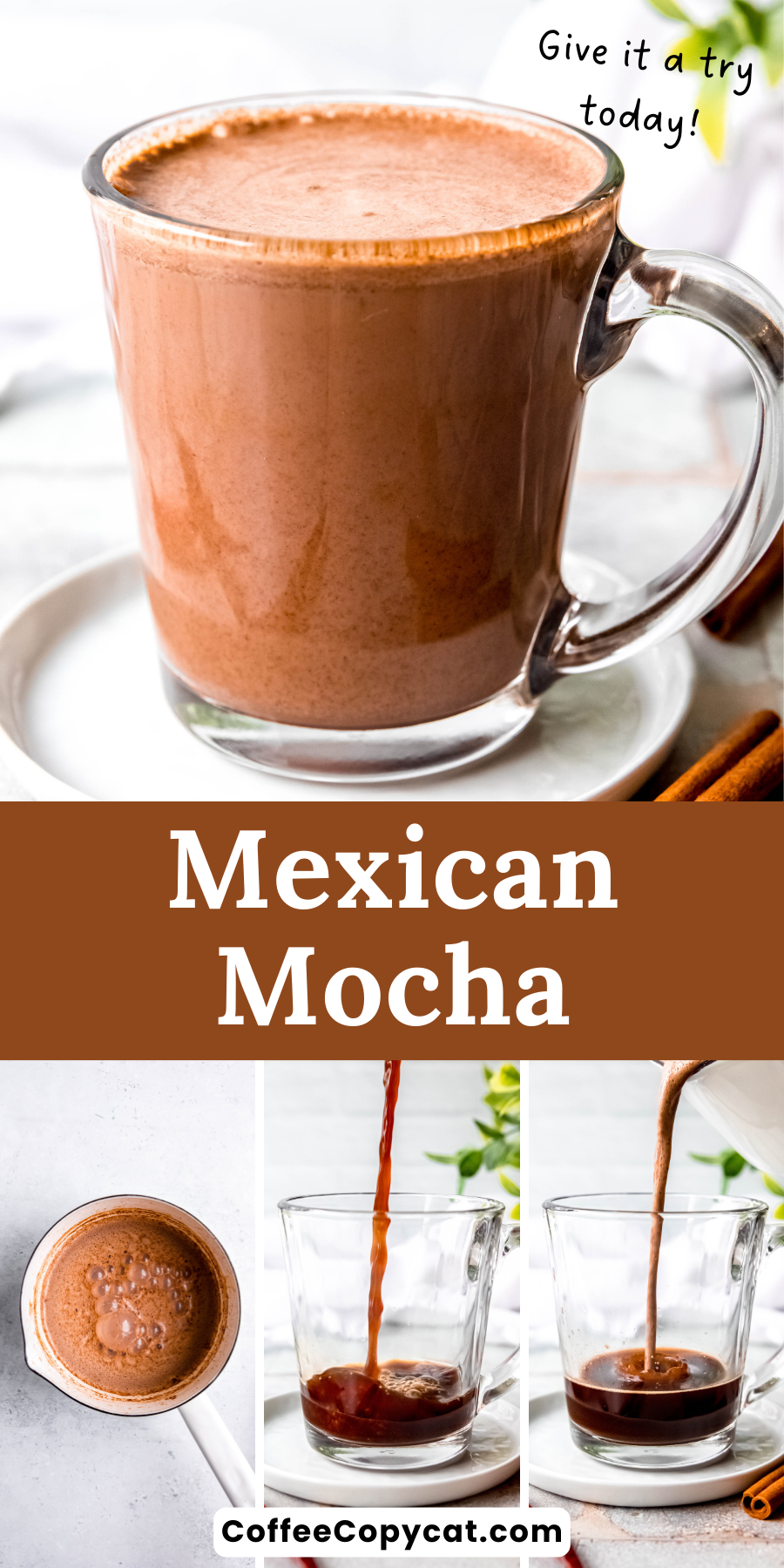 Dive into the rich flavors of this easy-to-make Mexican Mocha! Featuring smooth espresso, homemade mocha sauce and lightly spiced with cinnamon and cayenne. Spice up your morning coffee routine with this spicy-sweet pick-me-up, it’s like a drinkable dessert. With just a handful of ingredients and ready in just 5 minutes you will be able to enjoy the warmth and excitement of this Mexican Mocha in no time! #mocha #morningcoffee