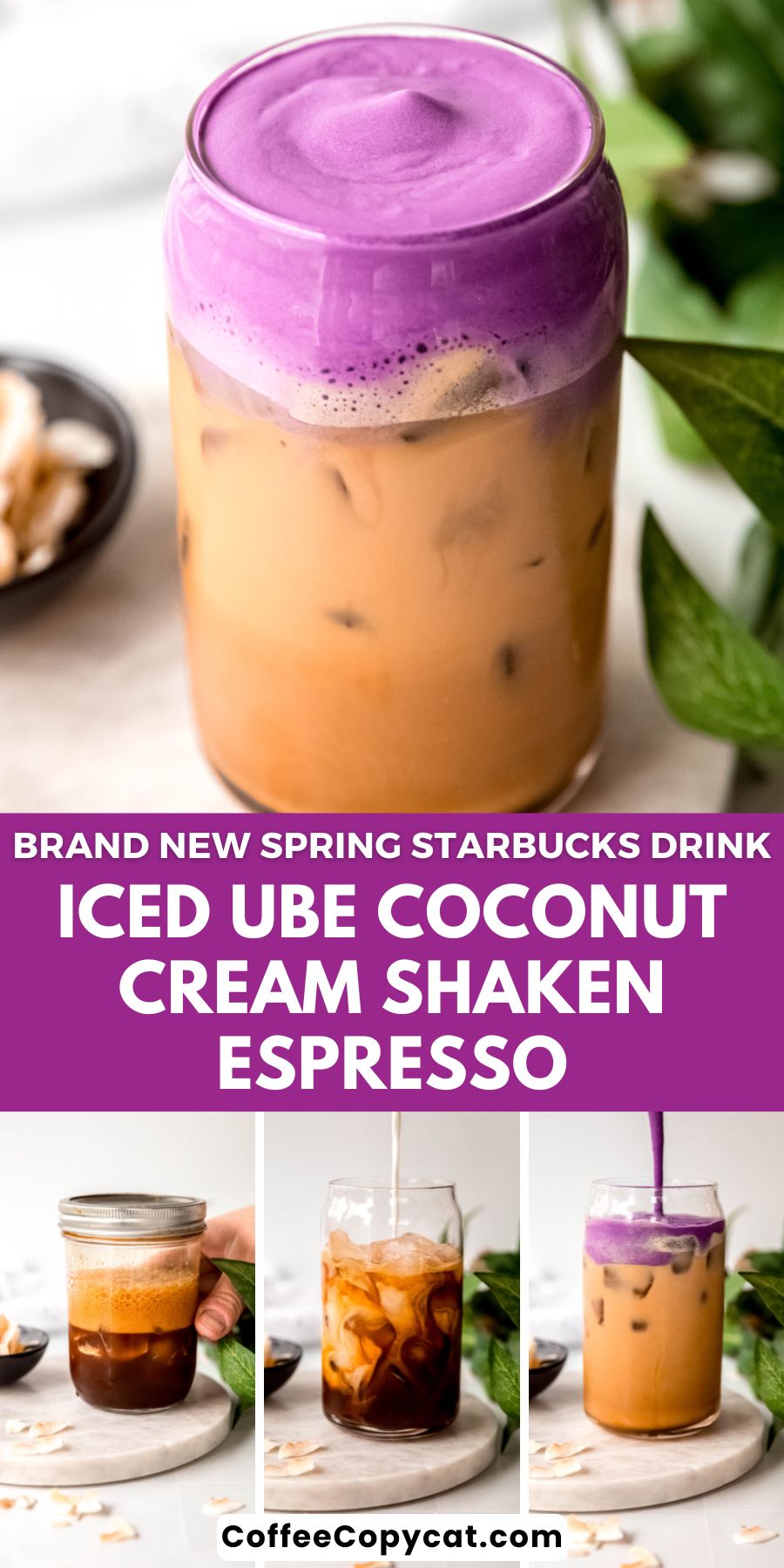 Iced ube coconut shaken espresso.